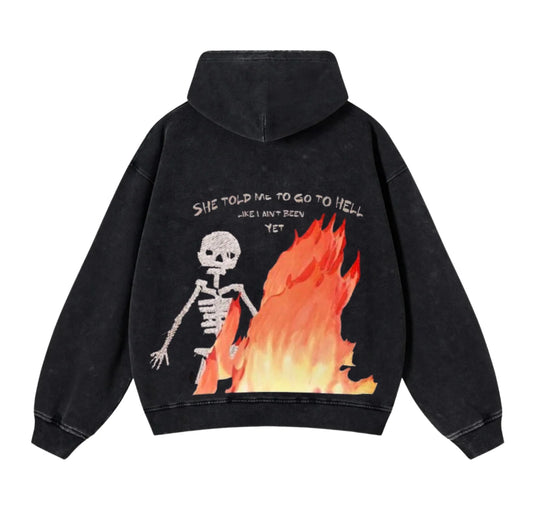 FLAMING SKULL HOODIE